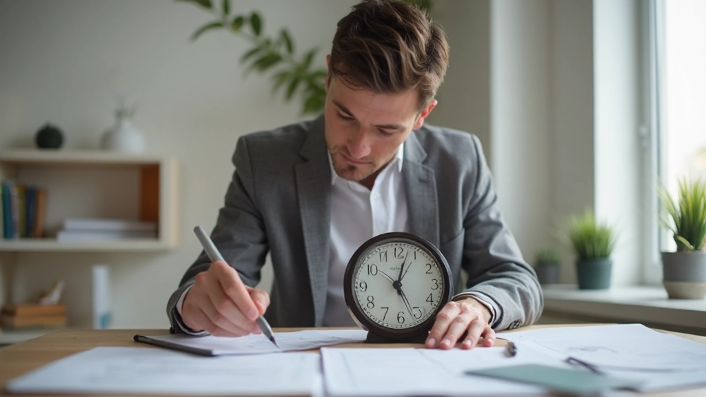 Часы Pomodoro и план дневных задач на рабочем столе с ноутбуком
